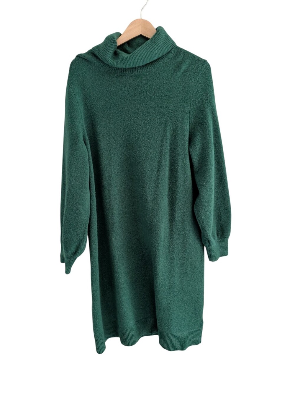 J. Crew Turtleneck Balloon Sleeve Sweater Dress Forest Green Women's Size L